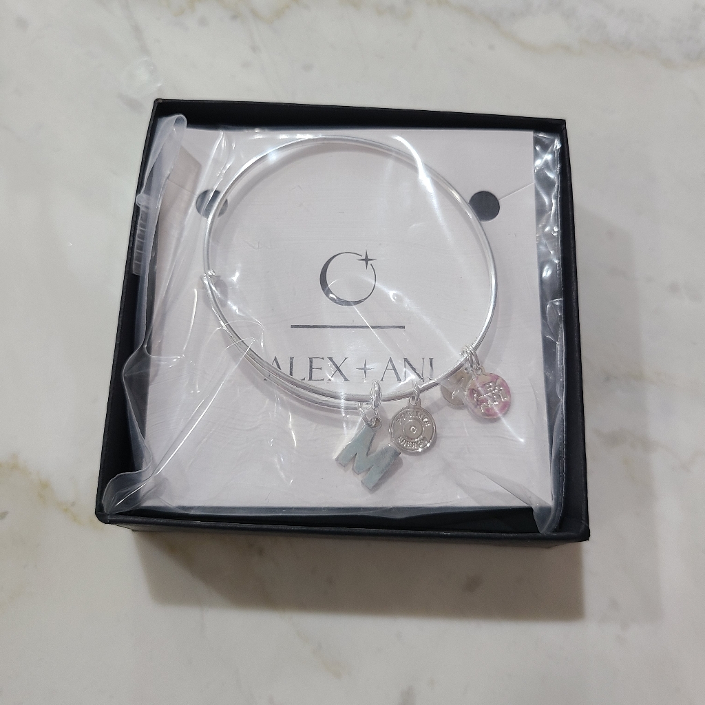 Alex And Ani Silver Initial 'M' Charm Bangle With Other Charms — image 3 of 8